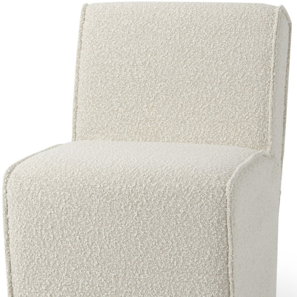 HomeRoots Cream Boucle Dining Side Chair with Wheels - Stylish, Comfortable, and Versatile for Any Space! 605880