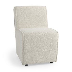 HomeRoots Cream Boucle Dining Side Chair with Wheels - Stylish, Comfortable, and Versatile for Any Space! 605880