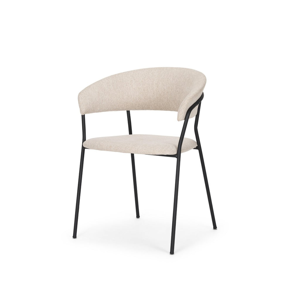 HomeRoots Light Gray and Black Upholstered Open-Back Dining Arm Chair - Modern Comfort for Any Room 605881