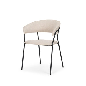 HomeRoots Light Gray and Black Upholstered Open-Back Dining Arm Chair - Modern Comfort for Any Room 605881