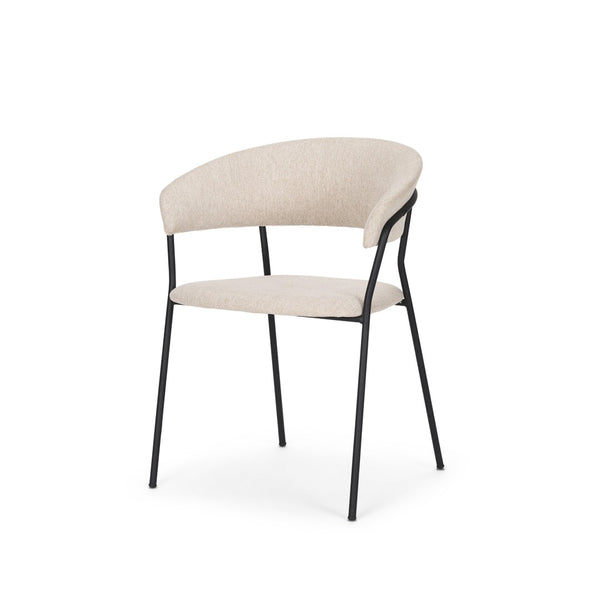 HomeRoots Light Gray and Black Upholstered Open-Back Dining Arm Chair - Modern Comfort for Any Room 605881