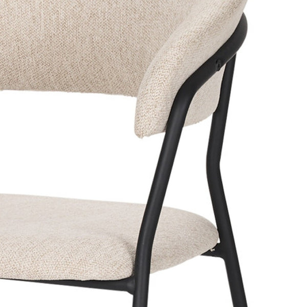HomeRoots Light Gray and Black Upholstered Open-Back Dining Arm Chair - Modern Comfort for Any Room 605881