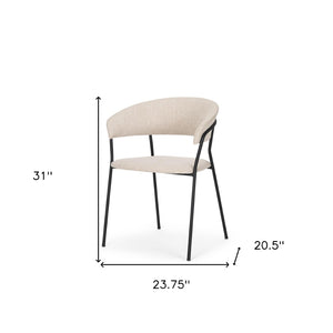 HomeRoots Light Gray and Black Upholstered Open-Back Dining Arm Chair - Modern Comfort for Any Room 605881