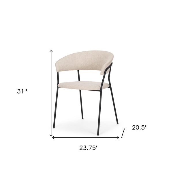 HomeRoots Light Gray and Black Upholstered Open-Back Dining Arm Chair - Modern Comfort for Any Room 605881