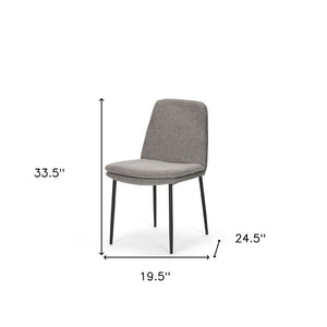 HomeRoots Gray Upholstered Fabric Dining Chair with Black Metal Legs - Stylish Comfort for Any Space 605884