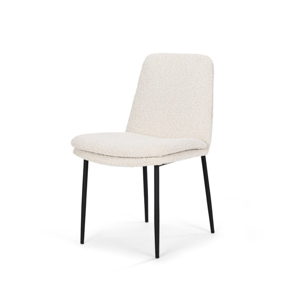 HomeRoots Cream Boucle Dining Side Chair with Black Metal Legs - Modern, Comfortable Accent for Any Space 605885
