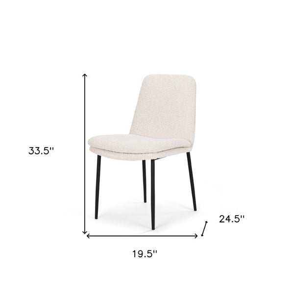 HomeRoots Cream Boucle Dining Side Chair with Black Metal Legs - Modern, Comfortable Accent for Any Space 605885