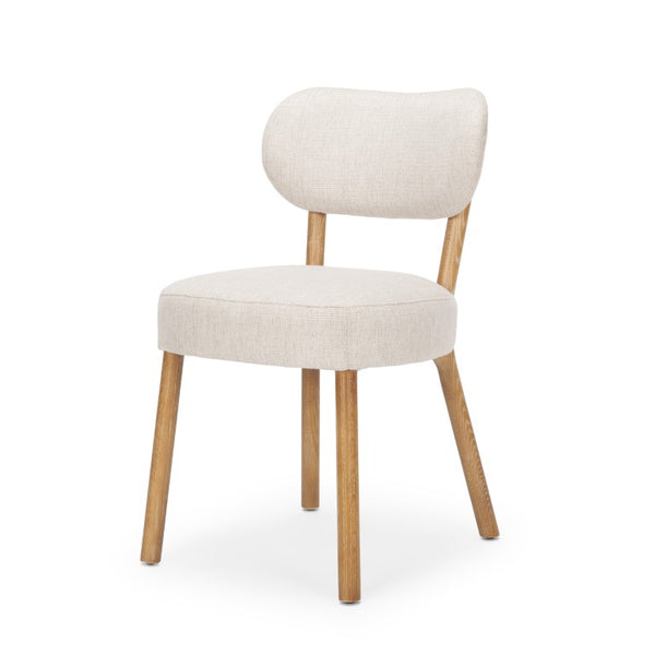 HomeRoots Set of Two Open Back Upholstered Dining Chairs in Neutral Woven Fabric 605886