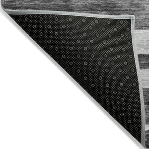 Homeroots 3' Charcoal And Gray Striped Washable Area Rug For Indoor And Outdoor Spaces - Stylish And Durable 3' X 5' Polyester 605891