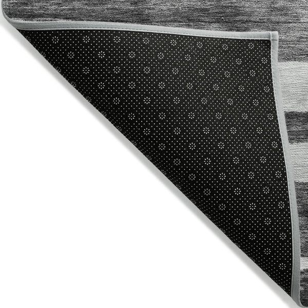 Homeroots 3' Charcoal And Gray Striped Washable Area Rug For Indoor And Outdoor Spaces - Stylish And Durable 5' X 8' Polyester 605892