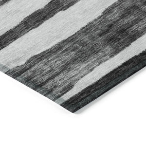 Homeroots 3' Charcoal And Gray Striped Washable Area Rug For Indoor And Outdoor Spaces - Stylish And Durable 5' X 8' Polyester 605892