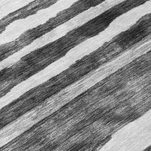 Homeroots 3' Charcoal And Gray Striped Washable Area Rug For Indoor And Outdoor Spaces - Stylish And Durable 8' Round Polyester 605893