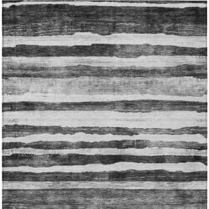 Homeroots 3' Charcoal And Gray Striped Washable Area Rug For Indoor And Outdoor Spaces - Stylish And Durable 9' X 12' Polyester 605895