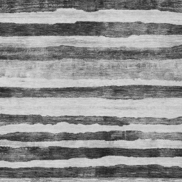 Homeroots 3' Charcoal And Gray Striped Washable Area Rug For Indoor And Outdoor Spaces - Stylish And Durable 9' X 12' Polyester 605895