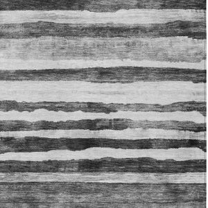Homeroots 3' Charcoal And Gray Striped Washable Area Rug For Indoor And Outdoor Spaces - Stylish And Durable 10' X 14' Polyester 605896