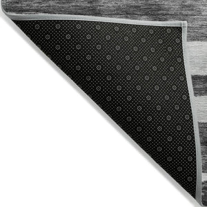 Homeroots 3' Charcoal And Gray Striped Washable Area Rug For Indoor And Outdoor Spaces - Stylish And Durable 10' X 14' Polyester 605896