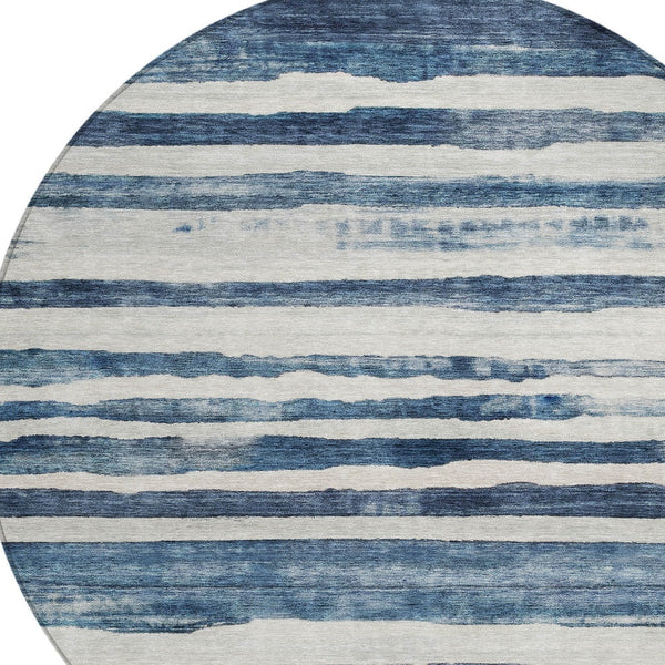 Homeroots 3' Charcoal And Gray Striped Washable Area Rug For Indoor And Outdoor Spaces - Stylish And Durable 8' Round Polyester 605899