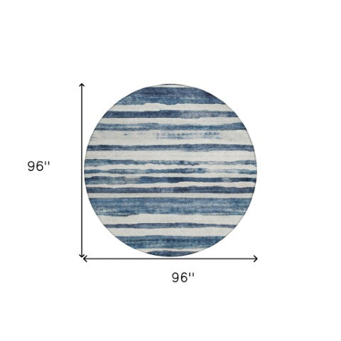 Homeroots 3' Charcoal And Gray Striped Washable Area Rug For Indoor And Outdoor Spaces - Stylish And Durable 8' Round Polyester 605899