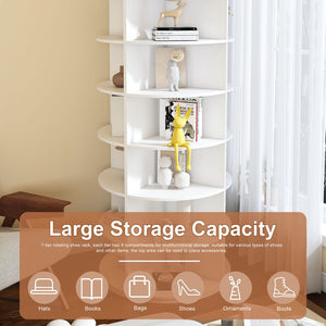 English Elm Rotating Seven Tier Shoe Tower Organizer Holds 28 Pairs with Spinning Base W2699P390457