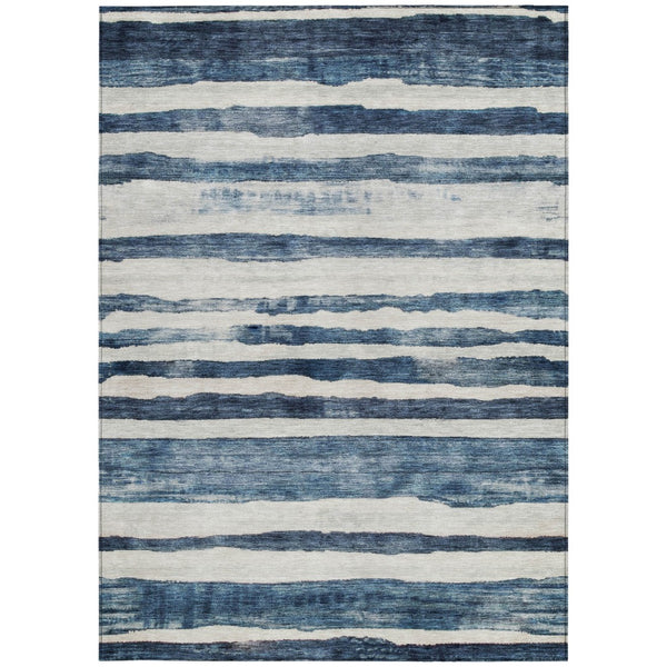 Homeroots 3' Charcoal And Gray Striped Washable Area Rug For Indoor And Outdoor Spaces - Stylish And Durable 8' X 10' Polyester 605900