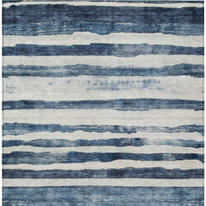 Homeroots 3' Charcoal And Gray Striped Washable Area Rug For Indoor And Outdoor Spaces - Stylish And Durable 8' X 10' Polyester 605900