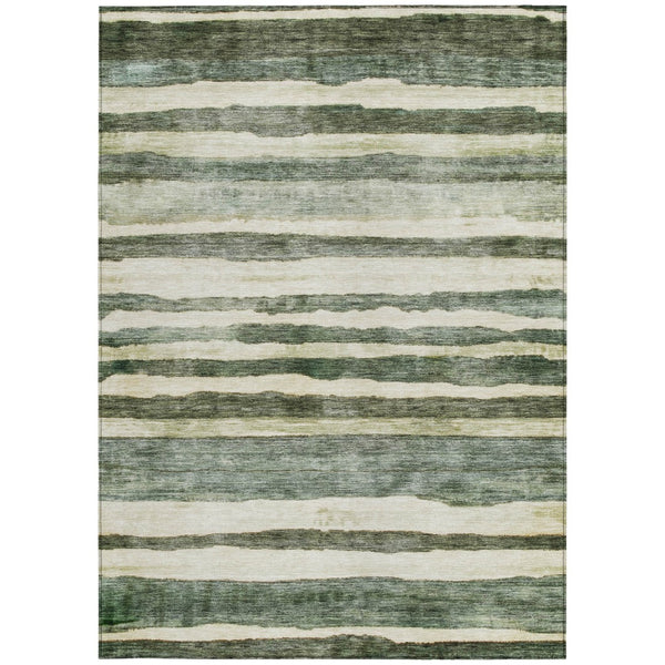 Homeroots 3' Charcoal And Gray Striped Washable Area Rug For Indoor And Outdoor Spaces - Stylish And Durable 5' X 8' Polyester 605904