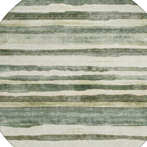 Homeroots 3' Charcoal And Gray Striped Washable Area Rug For Indoor And Outdoor Spaces - Stylish And Durable 8' Round Polyester 605905