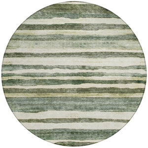 Homeroots 3' Charcoal And Gray Striped Washable Area Rug For Indoor And Outdoor Spaces - Stylish And Durable 8' Round Polyester 605905