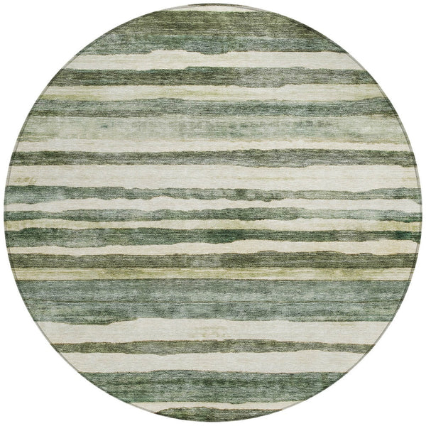 Homeroots 3' Charcoal And Gray Striped Washable Area Rug For Indoor And Outdoor Spaces - Stylish And Durable 8' Round Polyester 605905