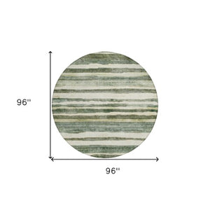 Homeroots 3' Charcoal And Gray Striped Washable Area Rug For Indoor And Outdoor Spaces - Stylish And Durable 8' Round Polyester 605905