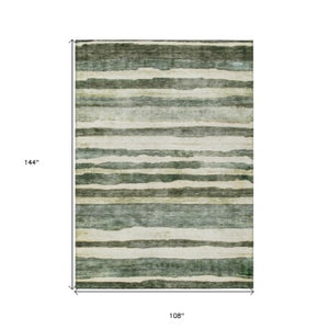 Homeroots 3' Charcoal And Gray Striped Washable Area Rug For Indoor And Outdoor Spaces - Stylish And Durable 9' X 12' Polyester 605907