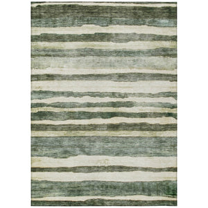 HomeRoots 9' x 12' Sage Striped Washable Area Rug – Durable, Slip-Resistant Design for Indoor & Outdoor Use! 605907