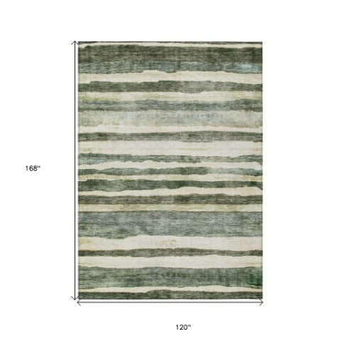 Homeroots 3' Charcoal And Gray Striped Washable Area Rug For Indoor And Outdoor Spaces - Stylish And Durable 10' X 14' Polyester 605908