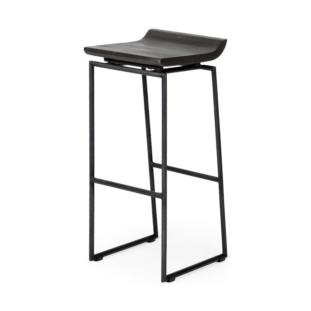 HomeRoots 30" Modern Black Solid Wood & Metal Backless Bar Stool - Sleek, Space-Saving Design for Any Space 605911