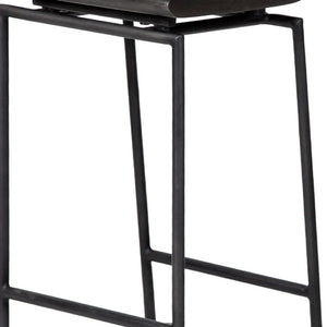 HomeRoots 30" Modern Black Solid Wood & Metal Backless Bar Stool - Sleek, Space-Saving Design for Any Space 605911