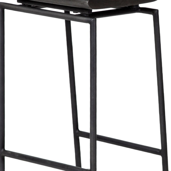 HomeRoots 30" Modern Black Solid Wood & Metal Backless Bar Stool - Sleek, Space-Saving Design for Any Space 605911