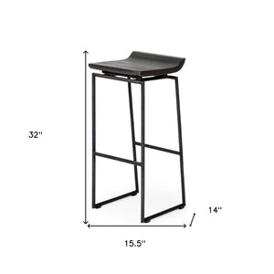 HomeRoots 30" Modern Black Solid Wood & Metal Backless Bar Stool - Sleek, Space-Saving Design for Any Space 605911