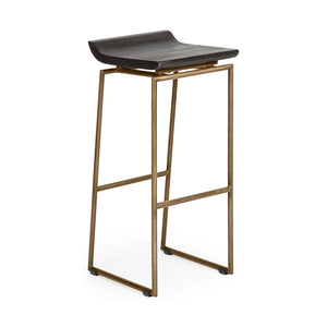 HomeRoots 30" Stylish Black and Gold Backless Bar Stool - Modern Solid Wood and Metal Design for Comfort 605912