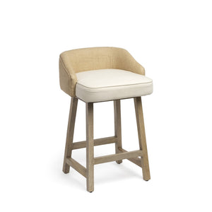 HomeRoots 24" Contemporary Beige and Natural Solid Wood Bar Chair with Jute Back for Kitchen Comfort & Style 605915
