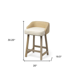 HomeRoots 24" Contemporary Beige and Natural Solid Wood Bar Chair with Jute Back for Kitchen Comfort & Style 605915
