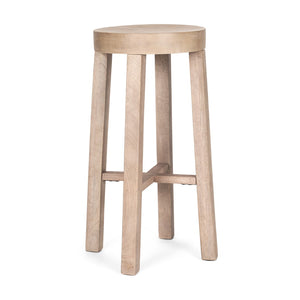 HomeRoots 30" Natural Solid Wood Backless Bar Height Chair - Stylish, Compact Design for Modern Spaces 605916