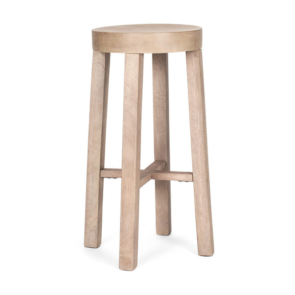 HomeRoots 30" Natural Solid Wood Backless Bar Height Chair - Stylish, Compact Design for Modern Spaces 605916