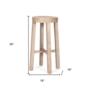 HomeRoots 30" Natural Solid Wood Backless Bar Height Chair - Stylish, Compact Design for Modern Spaces 605916