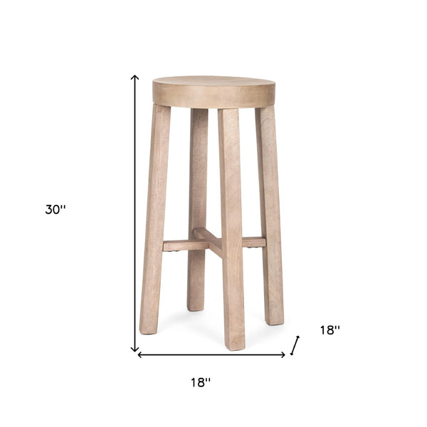 HomeRoots 30" Natural Solid Wood Backless Bar Height Chair - Stylish, Compact Design for Modern Spaces 605916