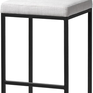 HomeRoots 30" Contemporary White Upholstered Backless Bar Stool with Black Iron Frame for Stylish Spaces 605917