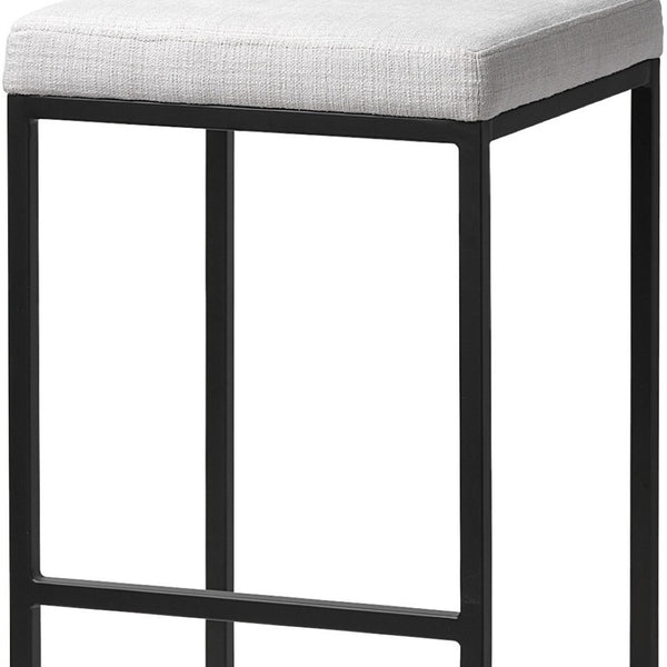 HomeRoots 30" Contemporary White Upholstered Backless Bar Stool with Black Iron Frame for Stylish Spaces 605917