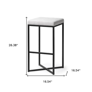 HomeRoots 30" Contemporary White Upholstered Backless Bar Stool with Black Iron Frame for Stylish Spaces 605917