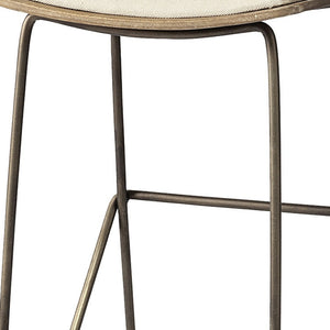 HomeRoots 30" Cream and Gold Iron Bar Chair – Elegant Backless Design for Modern Spaces and Comfort 605918