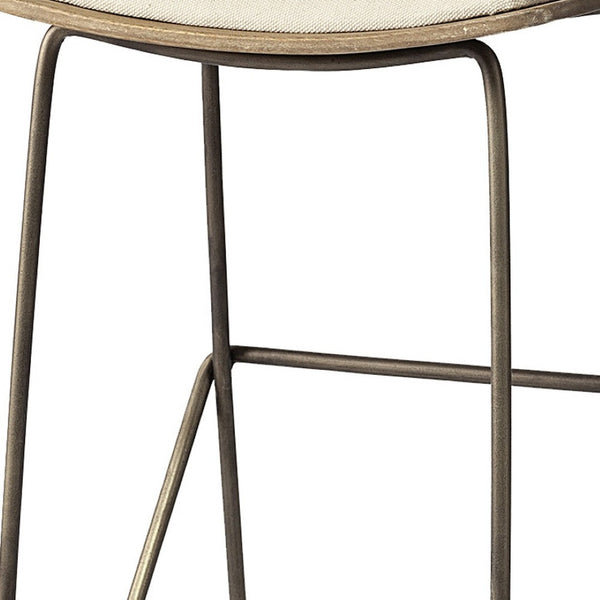 HomeRoots 30" Cream and Gold Iron Bar Chair – Elegant Backless Design for Modern Spaces and Comfort 605918