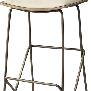 HomeRoots 30" Cream and Gold Iron Bar Chair – Elegant Backless Design for Modern Spaces and Comfort 605918